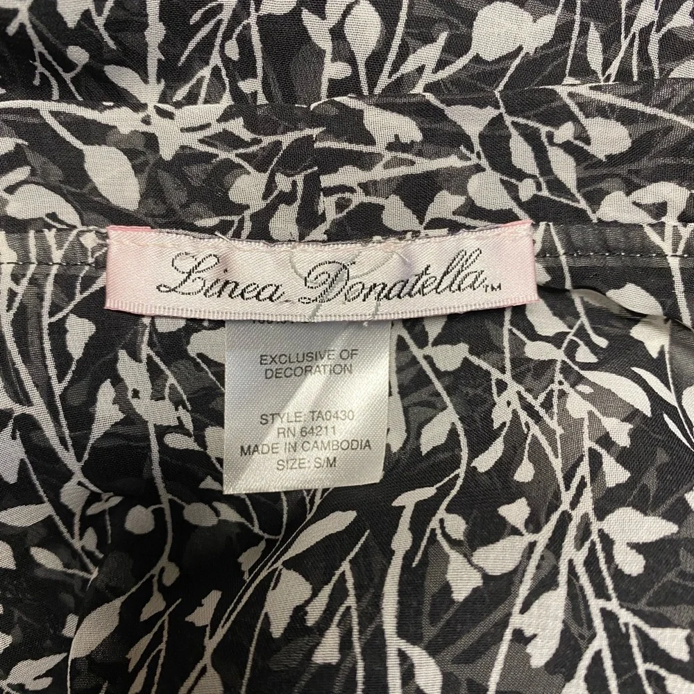 NWT Women’s Linea Dontella S/S Robe Sz M Black/White Floral
